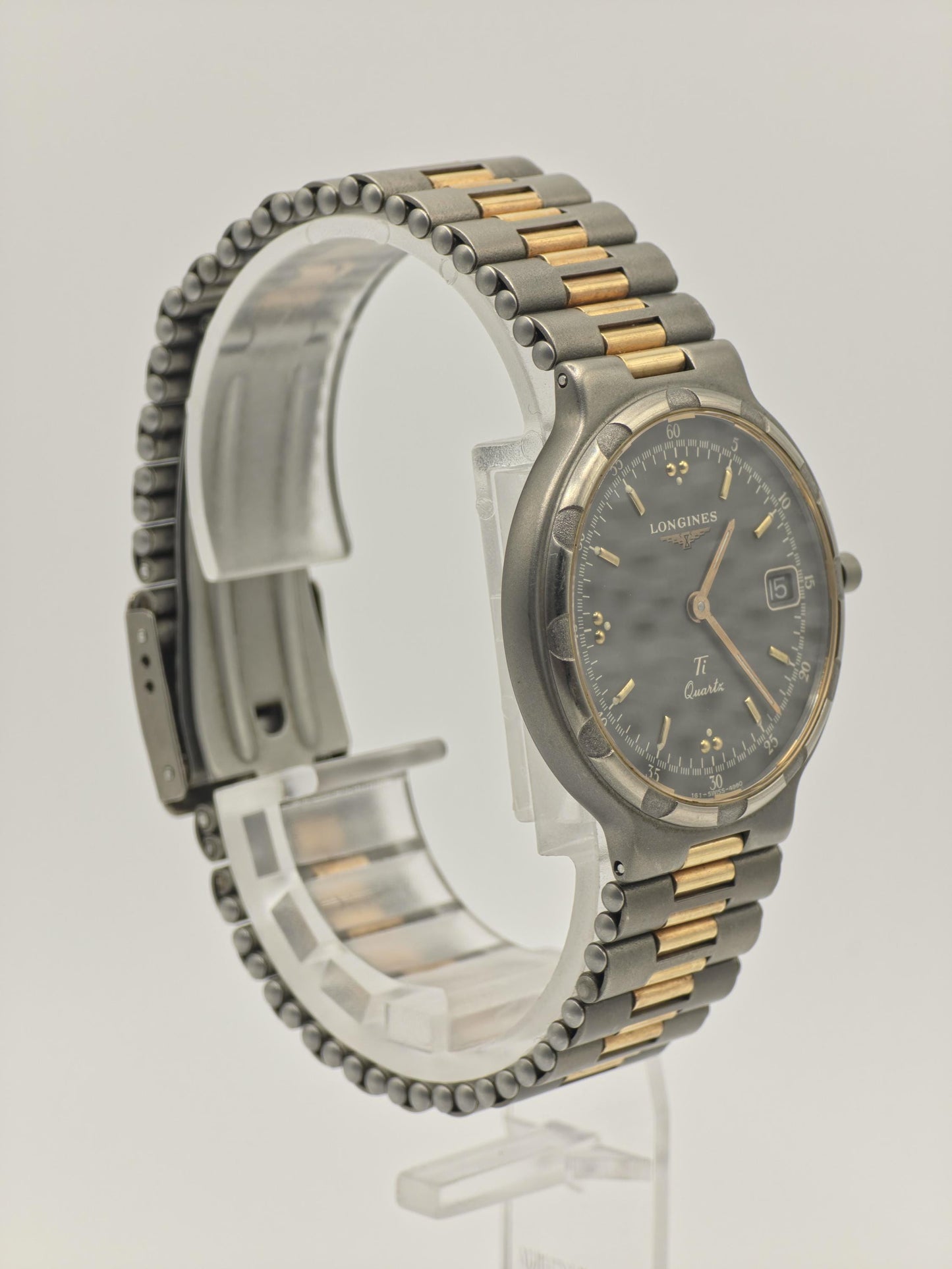 Longines Conquest Titanium Quartz Watch 10ATM Date Two Tone Bracelet Unisex Vintage | - 55