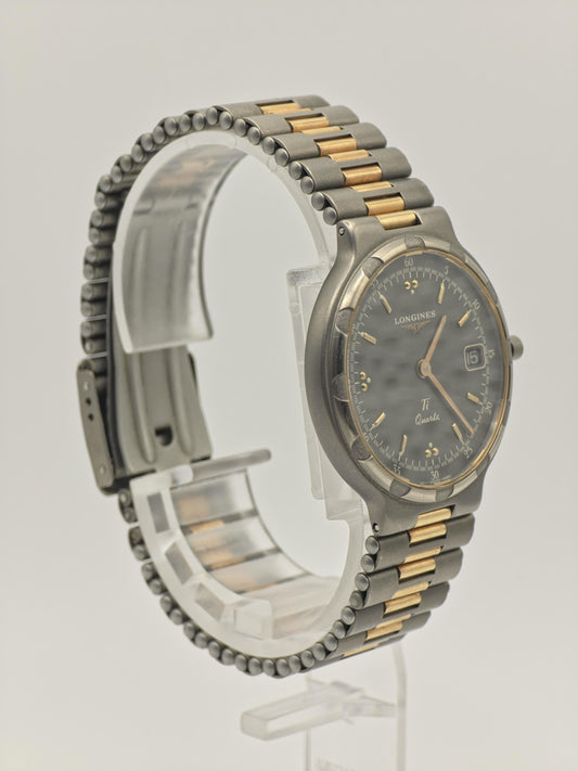 Longines Conquest Titanium Quartz Watch 10ATM Date Two Tone Bracelet Unisex Vintage | - 55