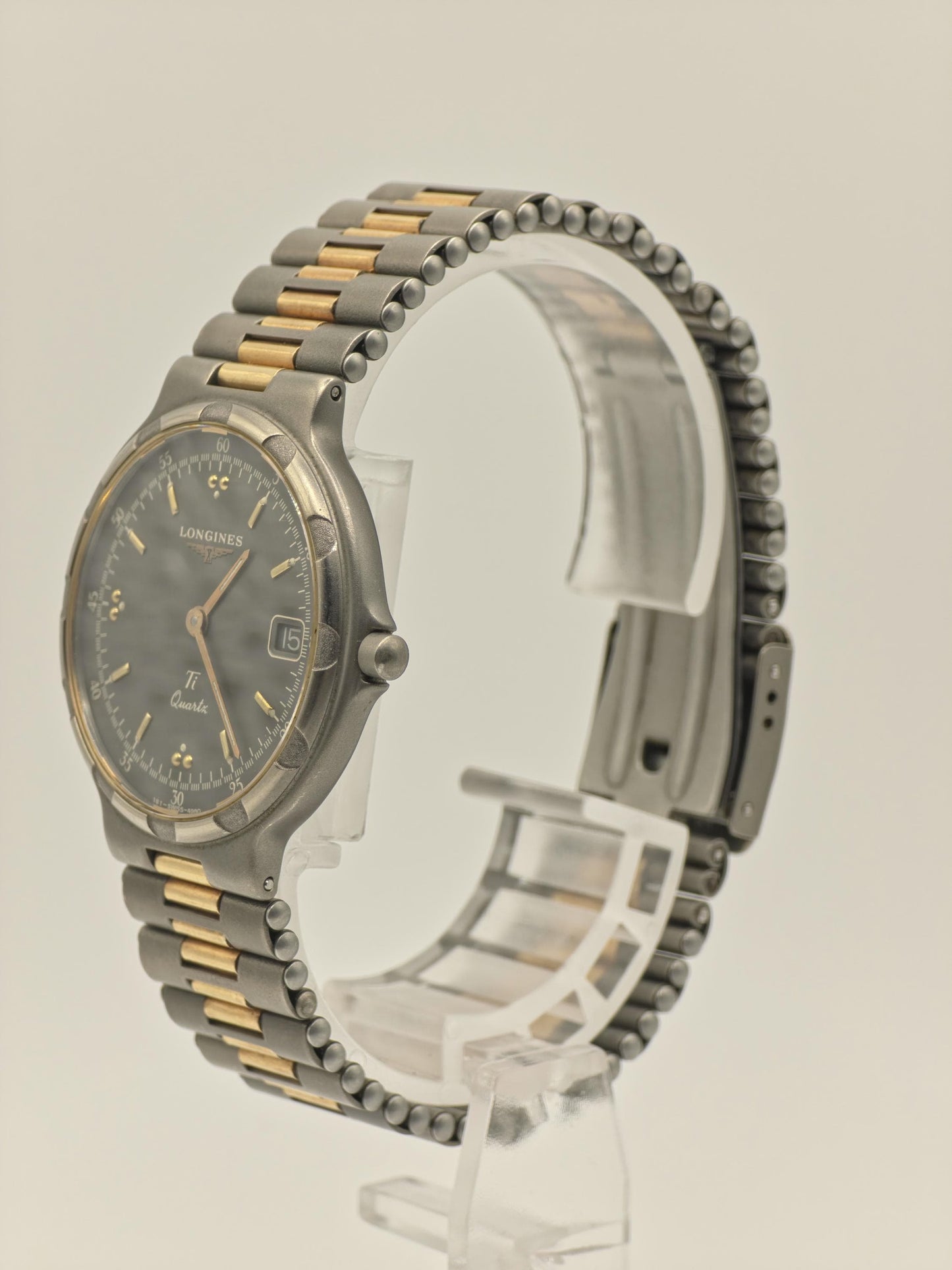 Longines Conquest Titanium Quartz Watch 10ATM Date Two Tone Bracelet Unisex Vintage | - 55