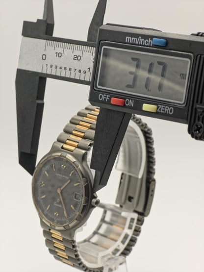 Longines Conquest Titanium Quartz Watch 10ATM Date Two Tone Bracelet Unisex Vintage | - 55
