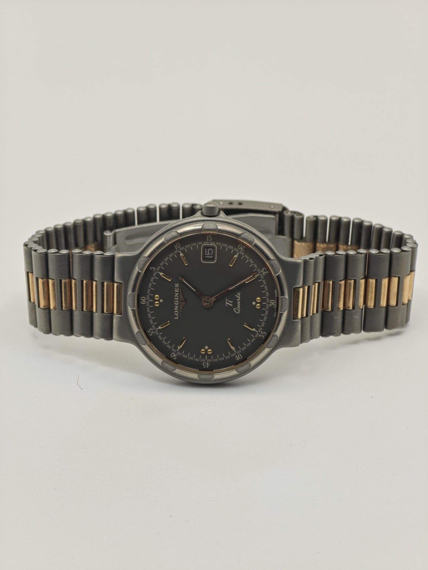 Longines Conquest Titanium Quartz Watch 10ATM Date Two Tone Bracelet Unisex Vintage | - 55