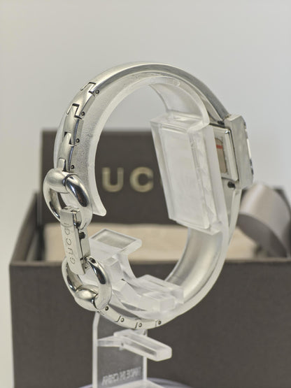 Gucci 128.5 Stainless Steel Quartz Watch Silver Bangle Women Vintage Boxed | - 56