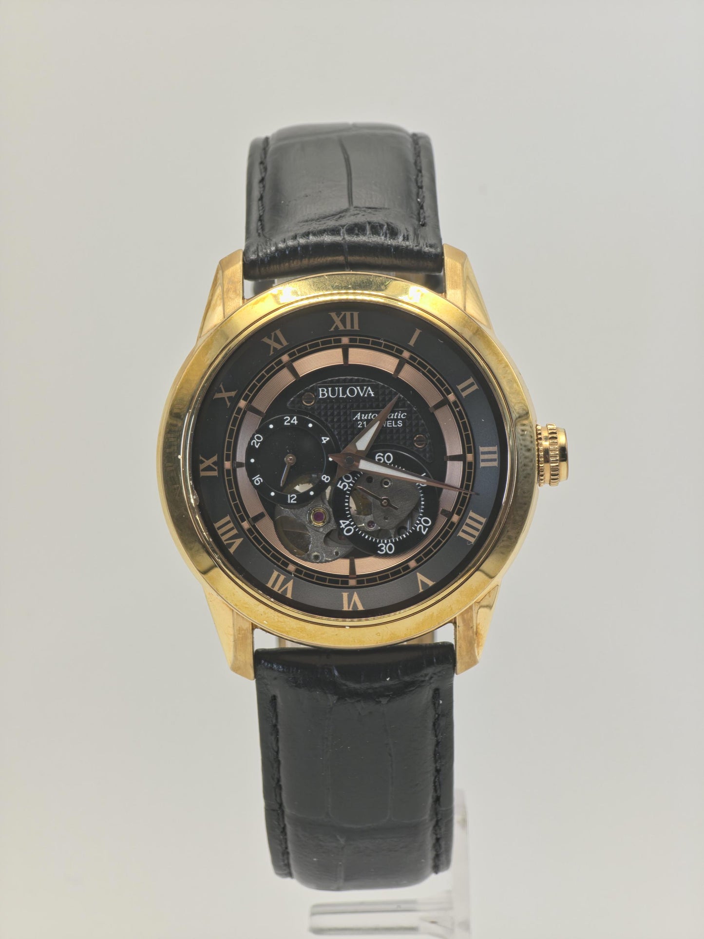 Bulova Automatic 21 Jewels Men’s Watch 97A116 Gold Tone Open Heart Box & Warranty | - 61