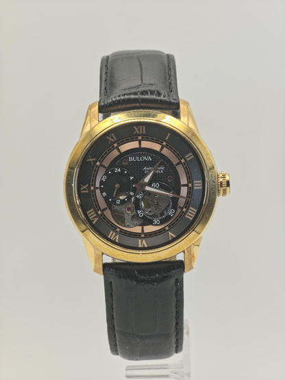 Bulova Automatic 21 Jewels Men’s Watch 97A116 Gold Tone Open Heart Box & Warranty | - 61