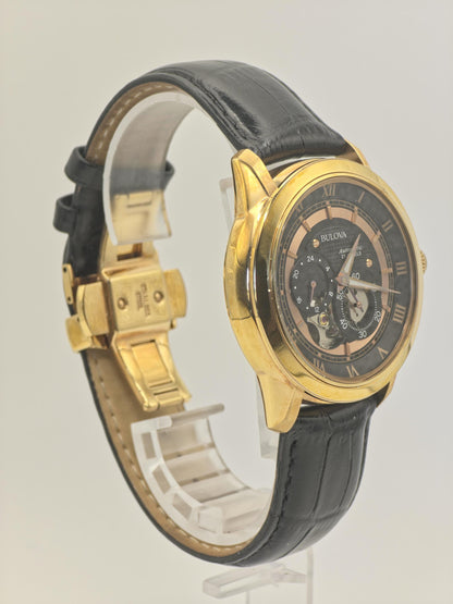 Bulova Automatic 21 Jewels Men’s Watch 97A116 Gold Tone Open Heart Box & Warranty | - 61