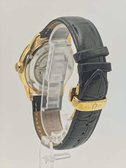 Bulova Automatic 21 Jewels Men’s Watch 97A116 Gold Tone Open Heart Box & Warranty | - 61
