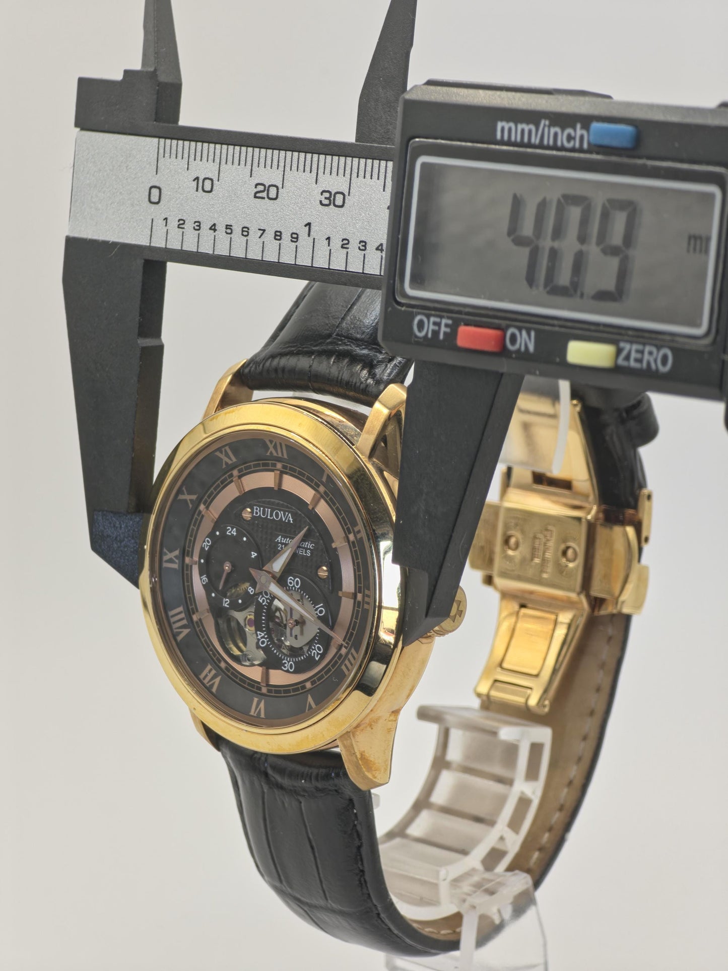 Bulova Automatic 21 Jewels Men’s Watch 97A116 Gold Tone Open Heart Box & Warranty | - 61