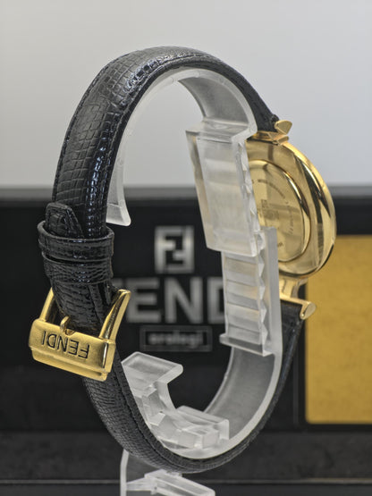 Fendi 320G Quartz Wristwatch Black Dial Gold Tone Case Leather Strap Box Guarantee | - 64