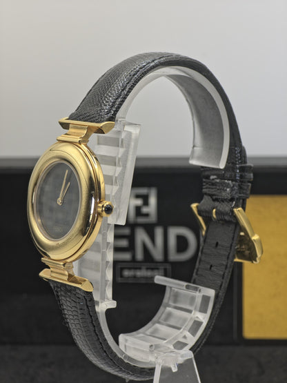 Fendi 320G Quartz Wristwatch Black Dial Gold Tone Case Leather Strap Box Guarantee | - 64