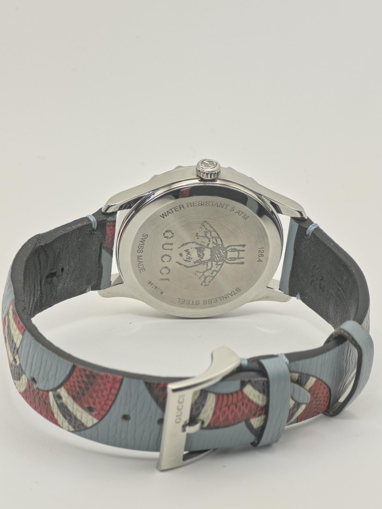 Gucci 126.4 Quartz Wristwatch mens Bee Dial Pattern Leather Strap 5ATM Swiss Made | - 67