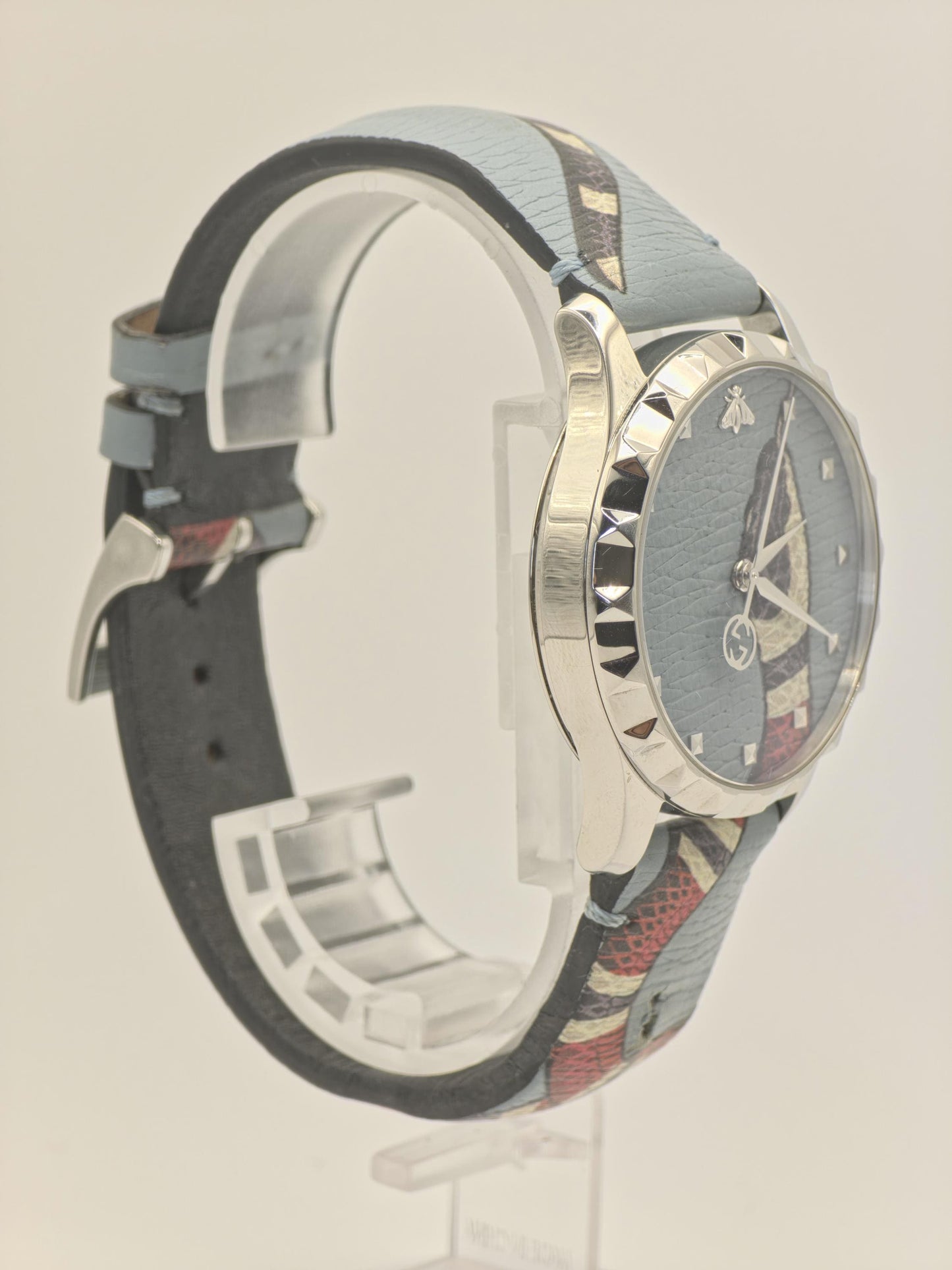 Gucci 126.4 Quartz Wristwatch mens Bee Dial Pattern Leather Strap 5ATM Swiss Made | - 67