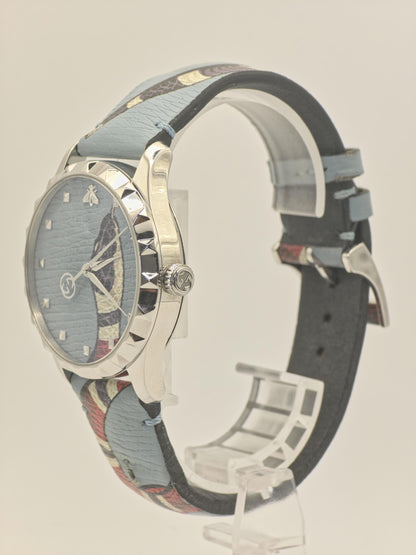 Gucci 126.4 Quartz Wristwatch mens Bee Dial Pattern Leather Strap 5ATM Swiss Made | - 67