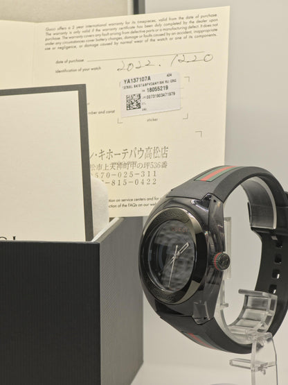 Gucci Sync 137.1 Quartz Wristwatch Black Dial Rubber Strap 5ATM Swiss Made | - 68