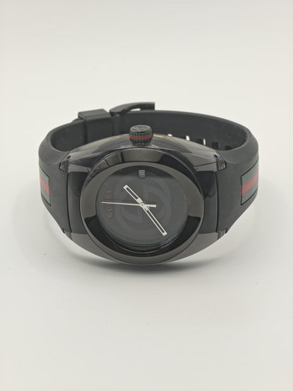 Gucci Sync 137.1 Quartz Wristwatch Black Dial Rubber Strap 5ATM Swiss Made | - 68