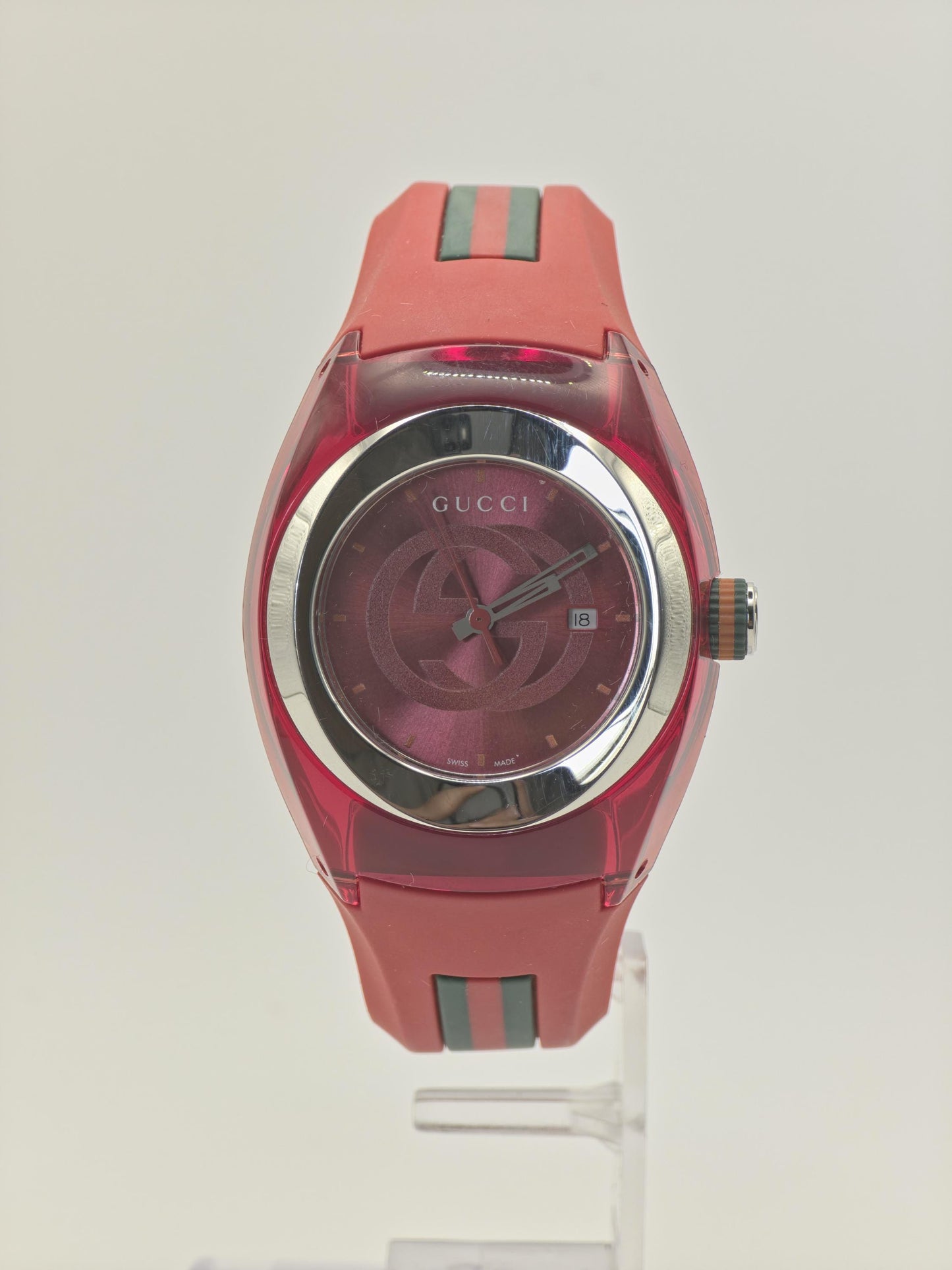 Gucci Sync 137.3 Women's Red Silicone Strap Swiss Quartz Watch 5ATM | - 72