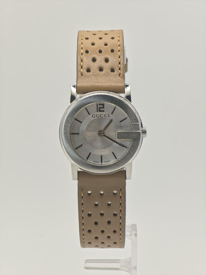 Gucci 101L women Swiss Quartz Watch Perforated Leather Strap 3ATM Boxed | - 74