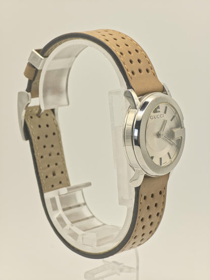 Gucci 101L women Swiss Quartz Watch Perforated Leather Strap 3ATM Boxed | - 74