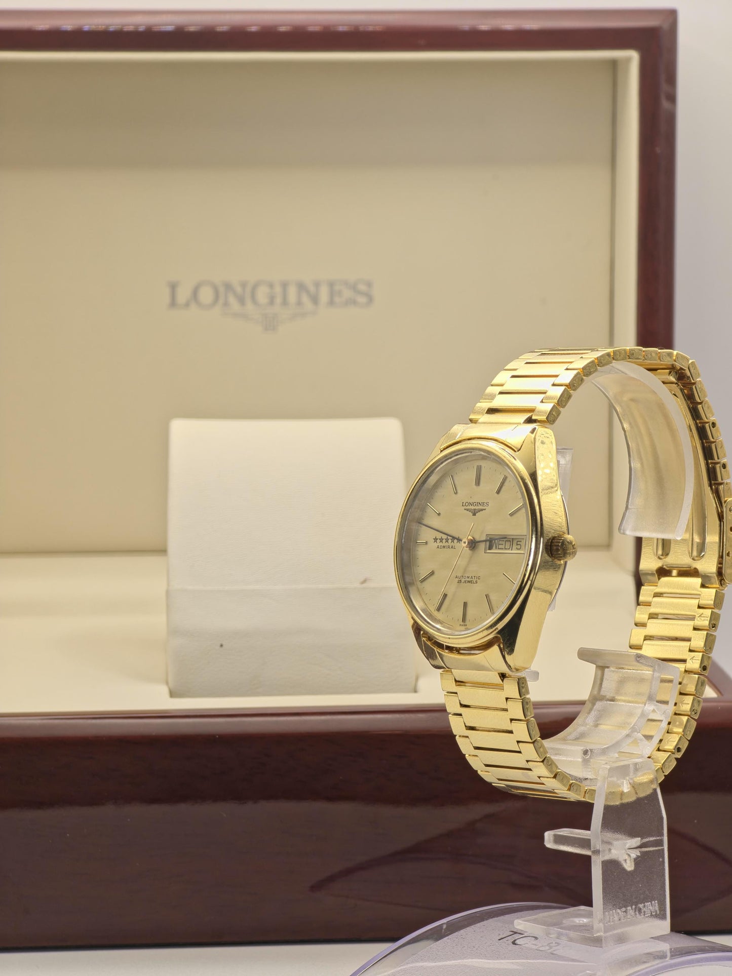 Longines Admiral Automatic 25 Jewels Gold Tone Watch Box Only Men | - 77