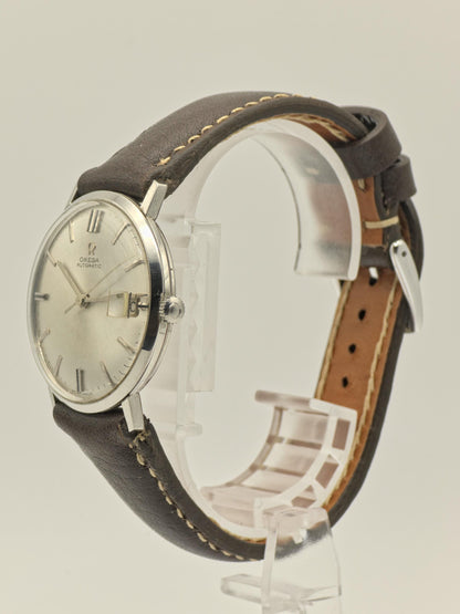 Omega Automatic Stainless Steel Date Silver Dial Leather Strap Men Vintage | - 85