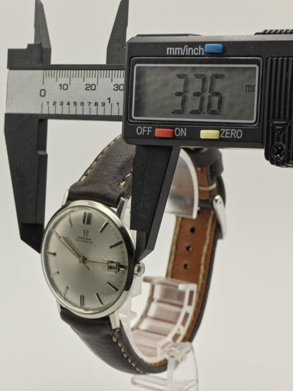 Omega Automatic Stainless Steel Date Silver Dial Leather Strap Men Vintage | - 85