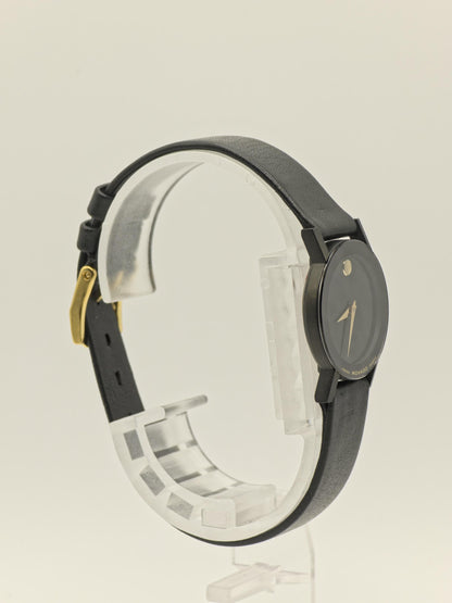 Movado Museum Quartz Black Dial Leather Strap Swiss Made Women Vintage | - 86