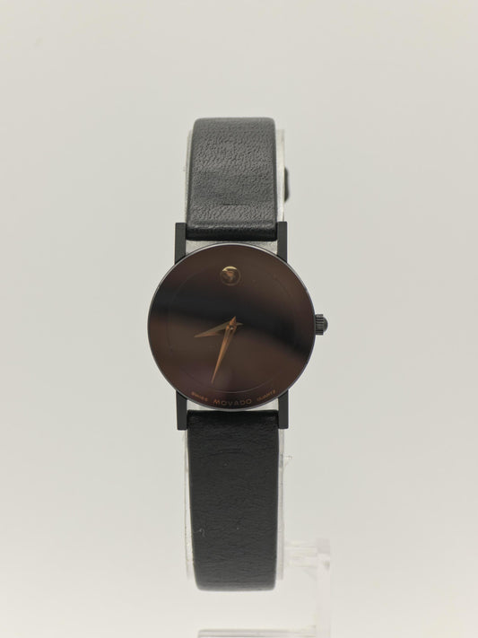 Movado Museum Quartz Black Dial Leather Strap Swiss Made Women Vintage | - 86