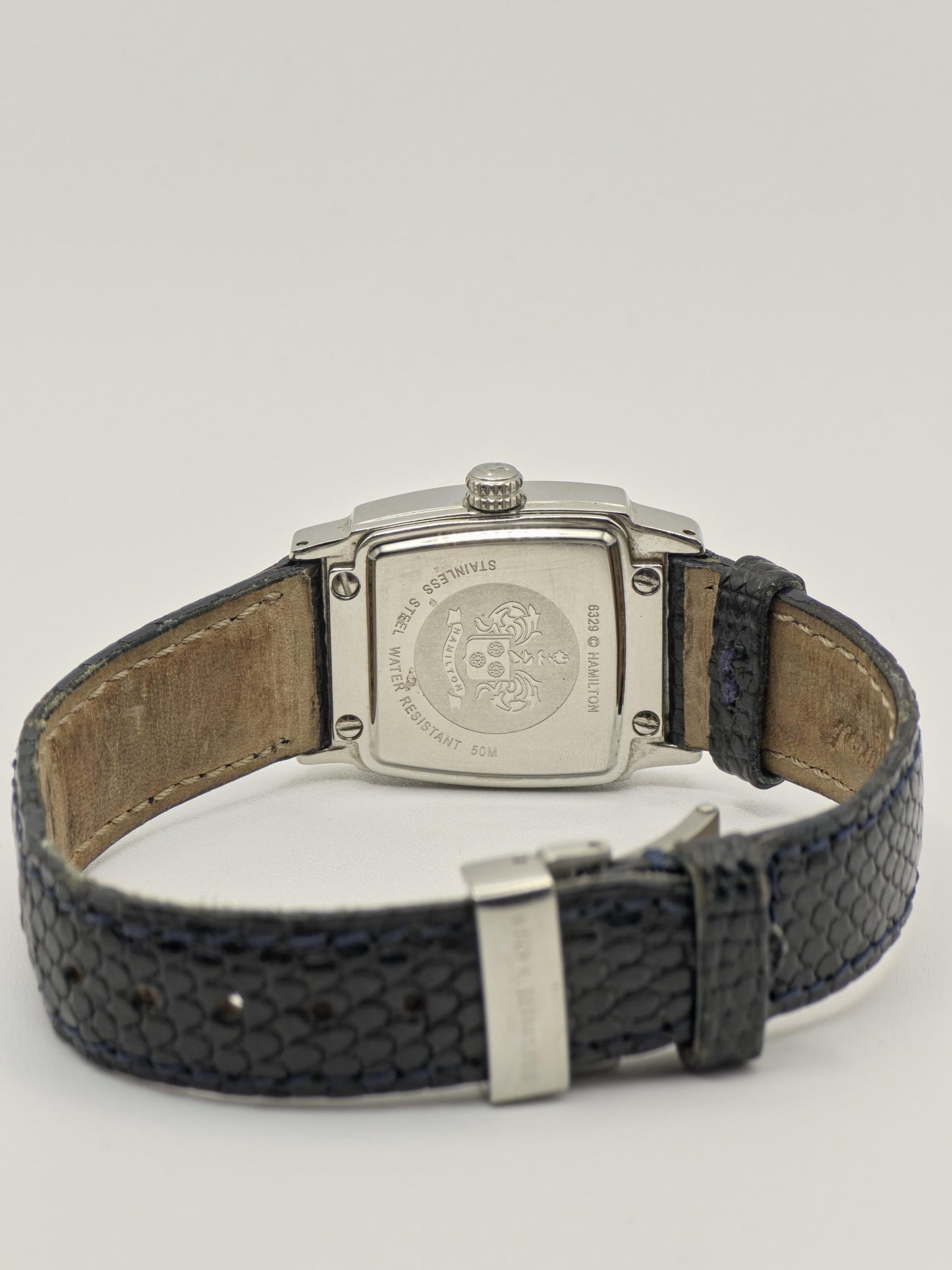 Hamilton Quartz Square Women Watch Black Dial Leather Strap Ref. 6329 | - 90