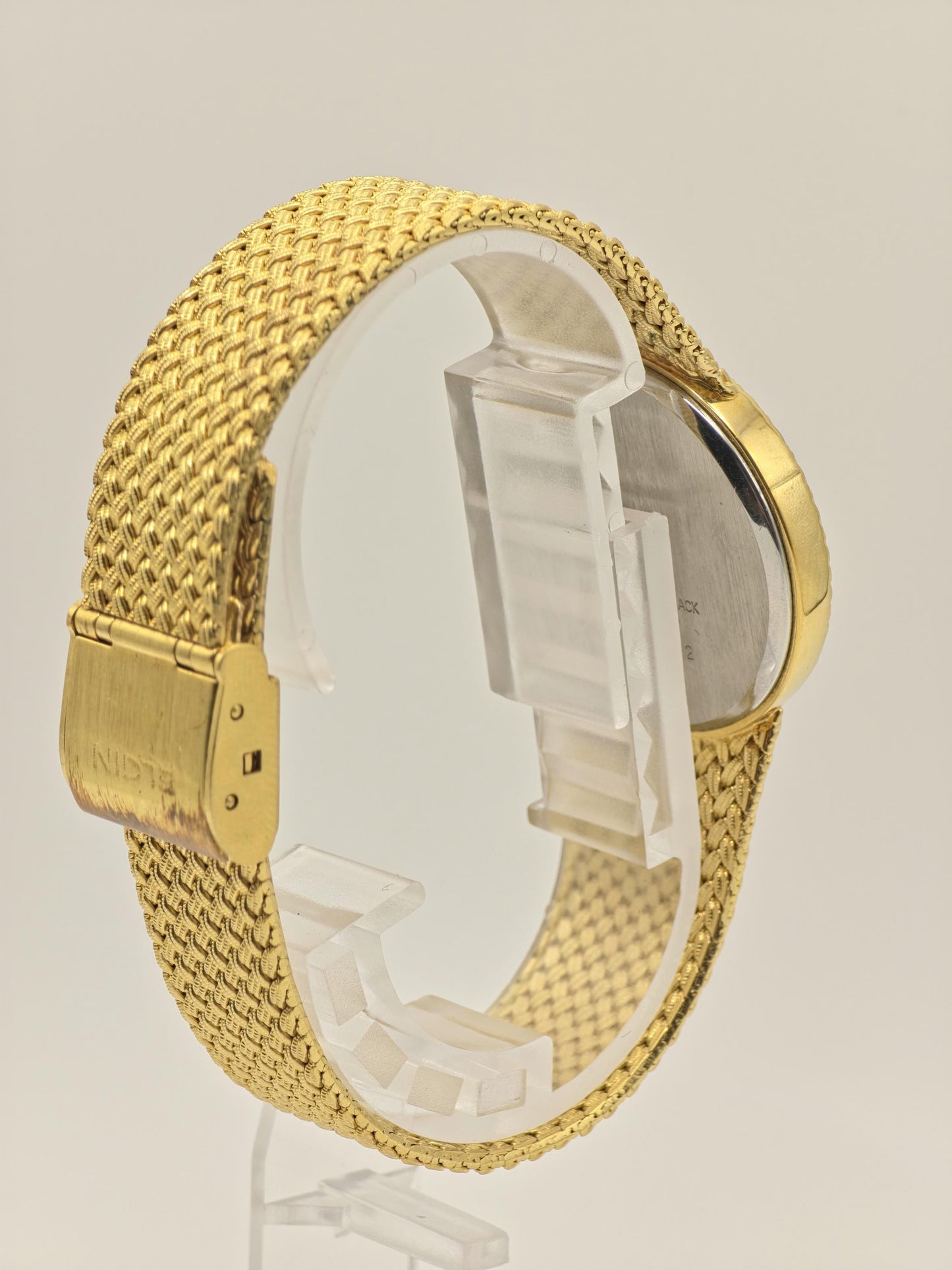 Vintage Elgin FK278 Quartz Gold Tone Unisex Watch Swiss Movement Textured Gold Dial Japan - 5