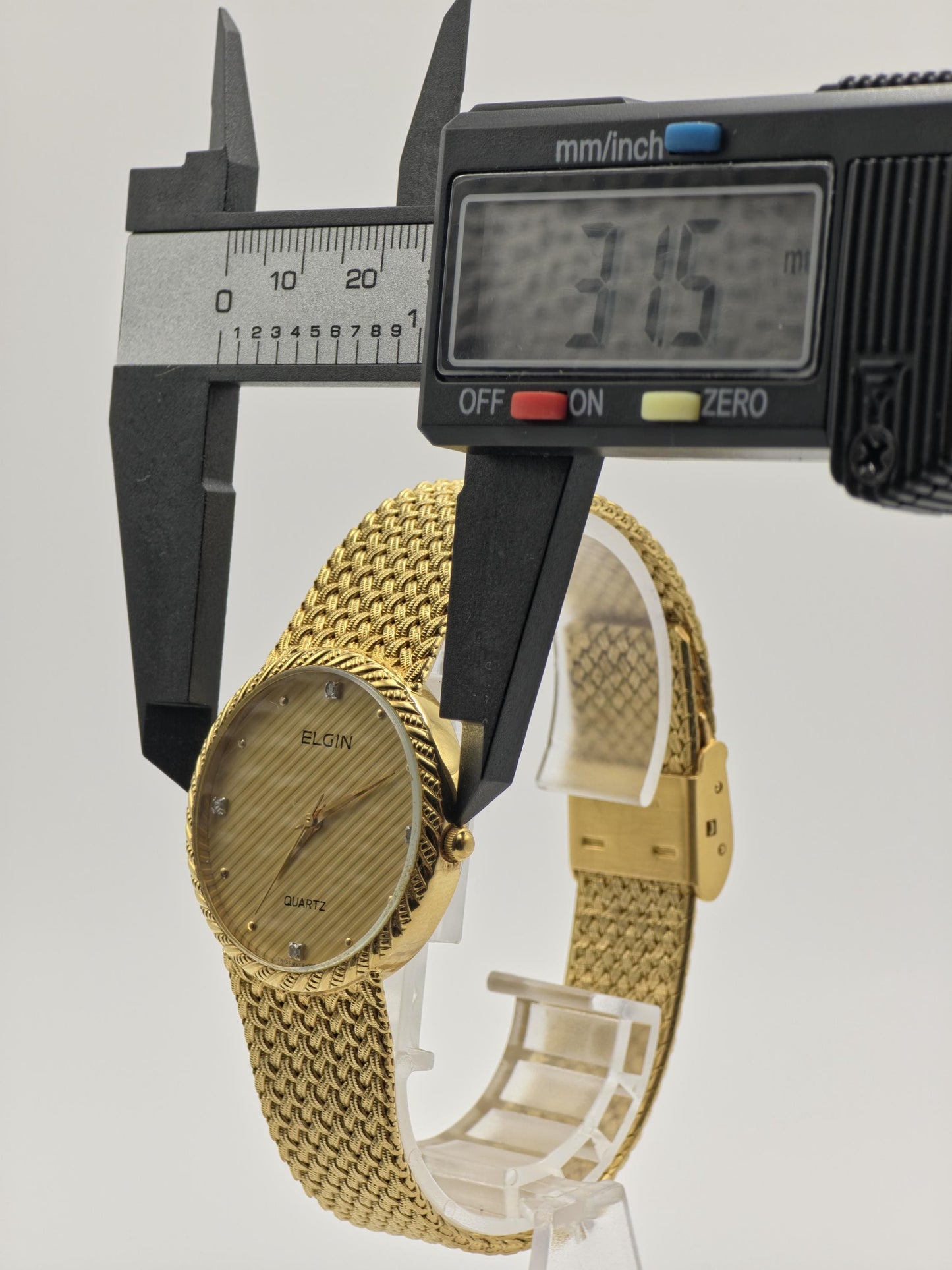 Vintage Elgin FK278 Quartz Gold Tone Unisex Watch Swiss Movement Textured Gold Dial Japan - 5