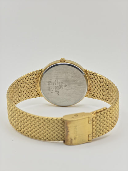 Vintage Elgin FK278 Quartz Gold Tone Unisex Watch Swiss Movement Textured Gold Dial Japan - 5
