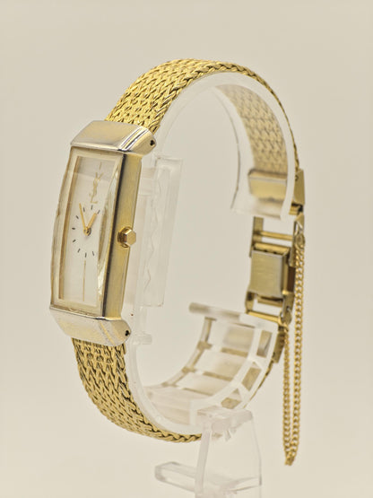 Vintage Yves Saint Laurent YSL Ladies Quartz Watch Gold Tone Rectangular Bracelet - 7