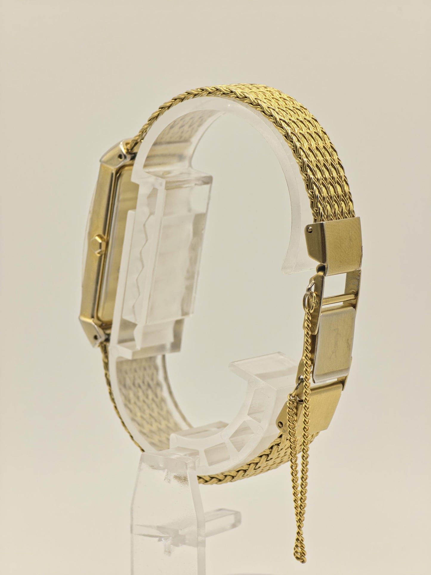 Vintage Yves Saint Laurent YSL Ladies Quartz Watch Gold Tone Rectangular Bracelet - 7