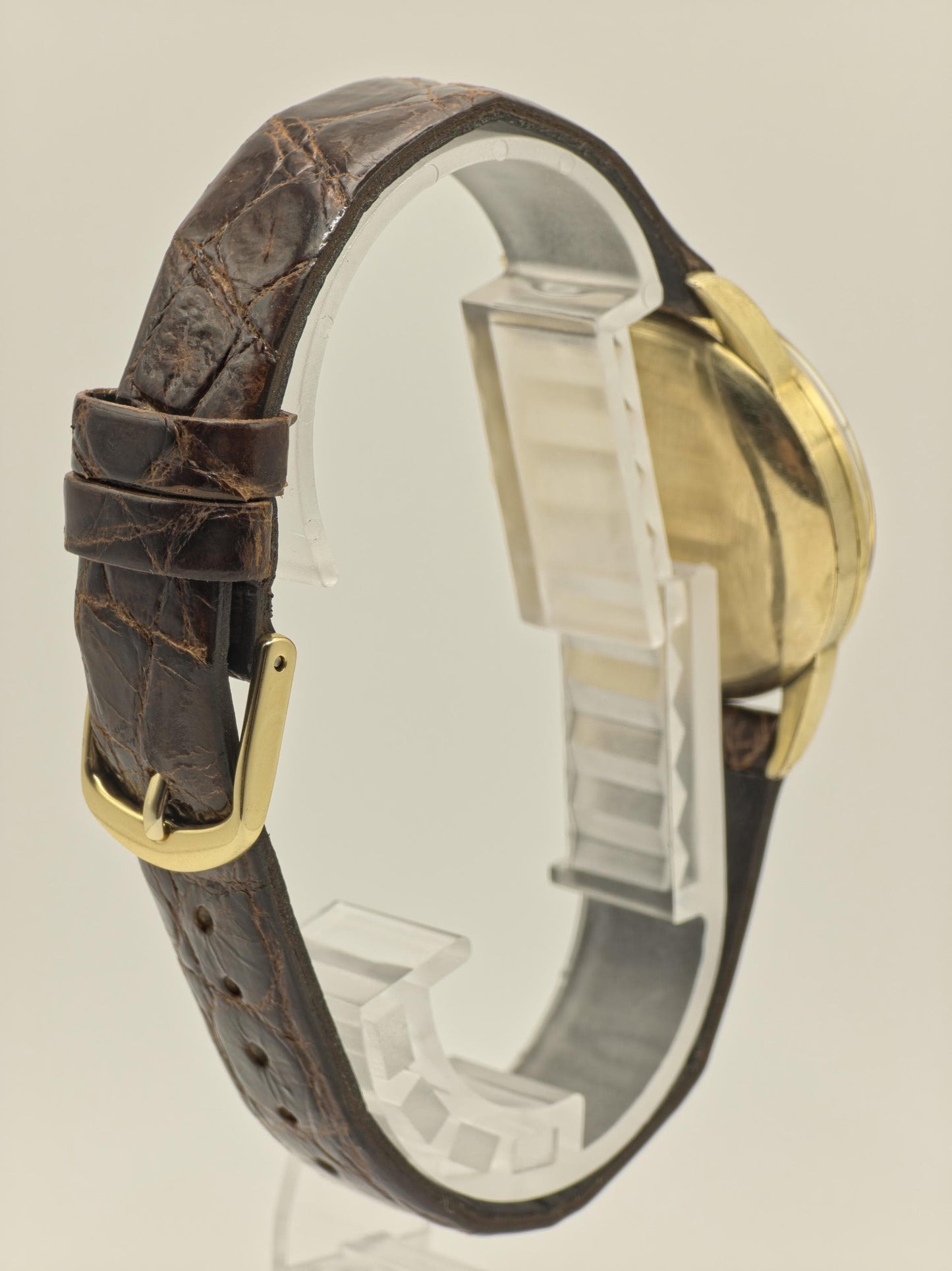 Vintage Omega Manual Wind Watch Gold Tone Patina Dial Classic Swiss Made Leather Strap - 8