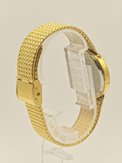 Vintage Elgin Unisex Quartz Watch Gold Tone Mesh Bracelet Swiss Movement Crystal Dial - 11