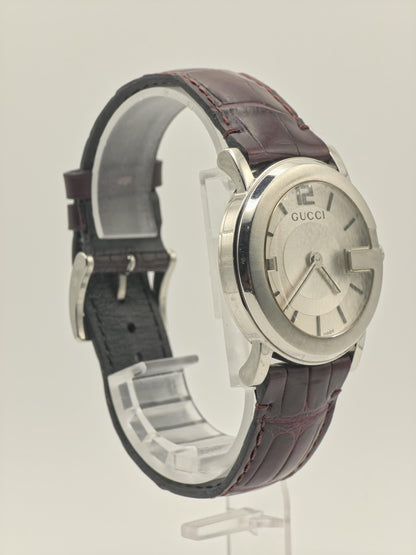 Gucci Unisex Swiss Quartz Watch Silver Dial Brown Leather Strap Ref. 101J 10021444 | - 96