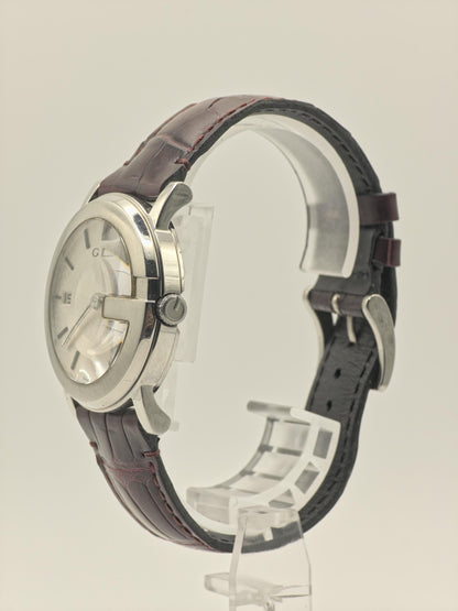 Gucci Unisex Swiss Quartz Watch Silver Dial Brown Leather Strap Ref. 101J 10021444 | - 96