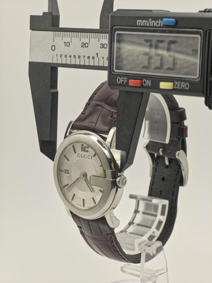 Gucci Unisex Swiss Quartz Watch Silver Dial Brown Leather Strap Ref. 101J 10021444 | - 96