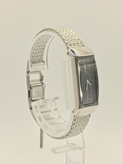 YSL Women’s Quartz Watch Rectangular Case Stainless Steel Mesh Bracelet Black Dial Ref. 770551 | - 100