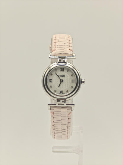Fendi 003-2700L-763 Women Swiss Quartz Watch Pink Leather Strap Silver Dial Vintage Authentic | - 24