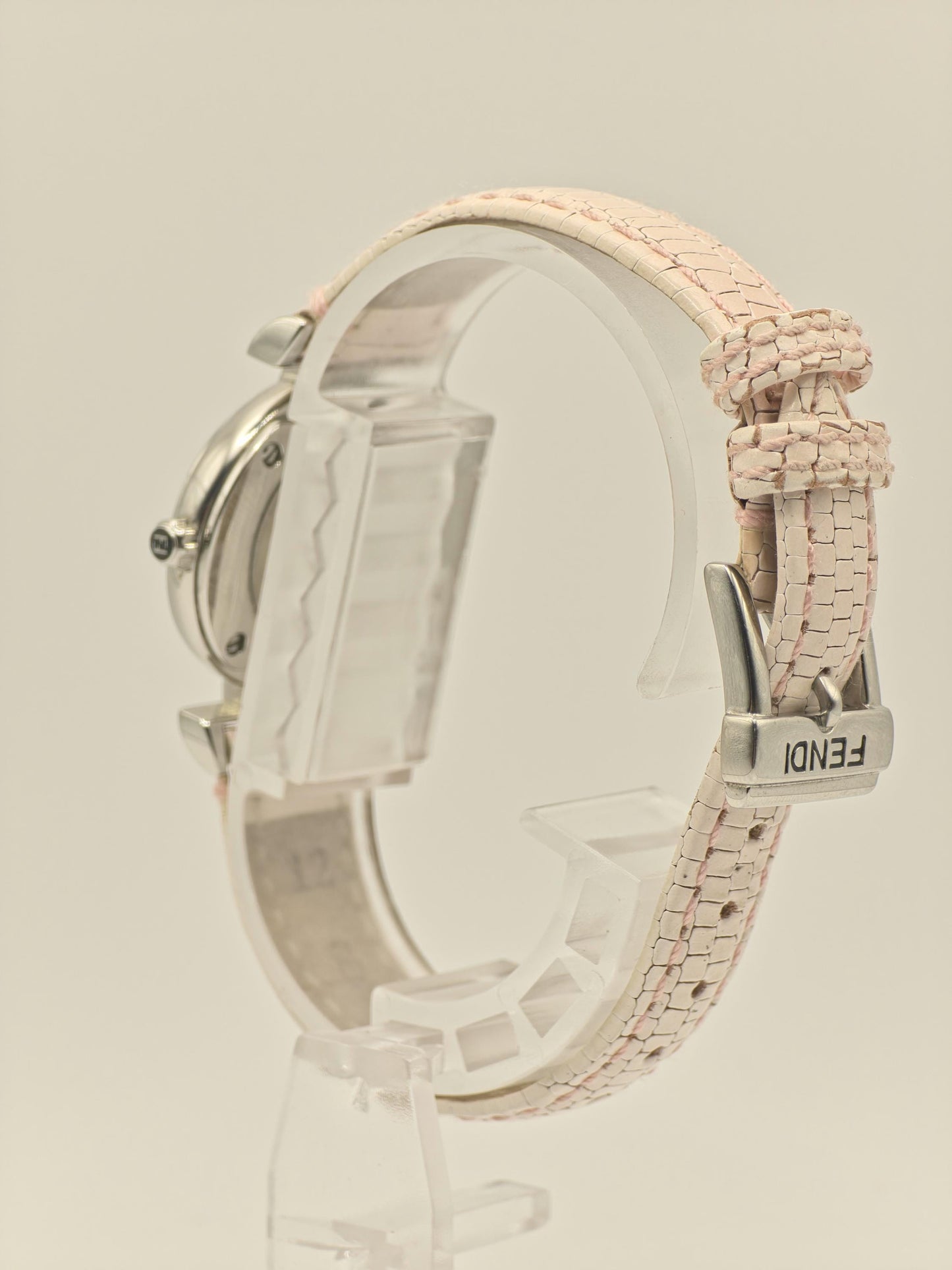 Fendi 003-2700L-763 Women Swiss Quartz Watch Pink Leather Strap Silver Dial Vintage Authentic | - 24