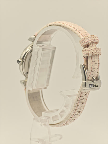 Fendi 003-2700L-763 Women Swiss Quartz Watch Pink Leather Strap Silver Dial Vintage Authentic | - 24