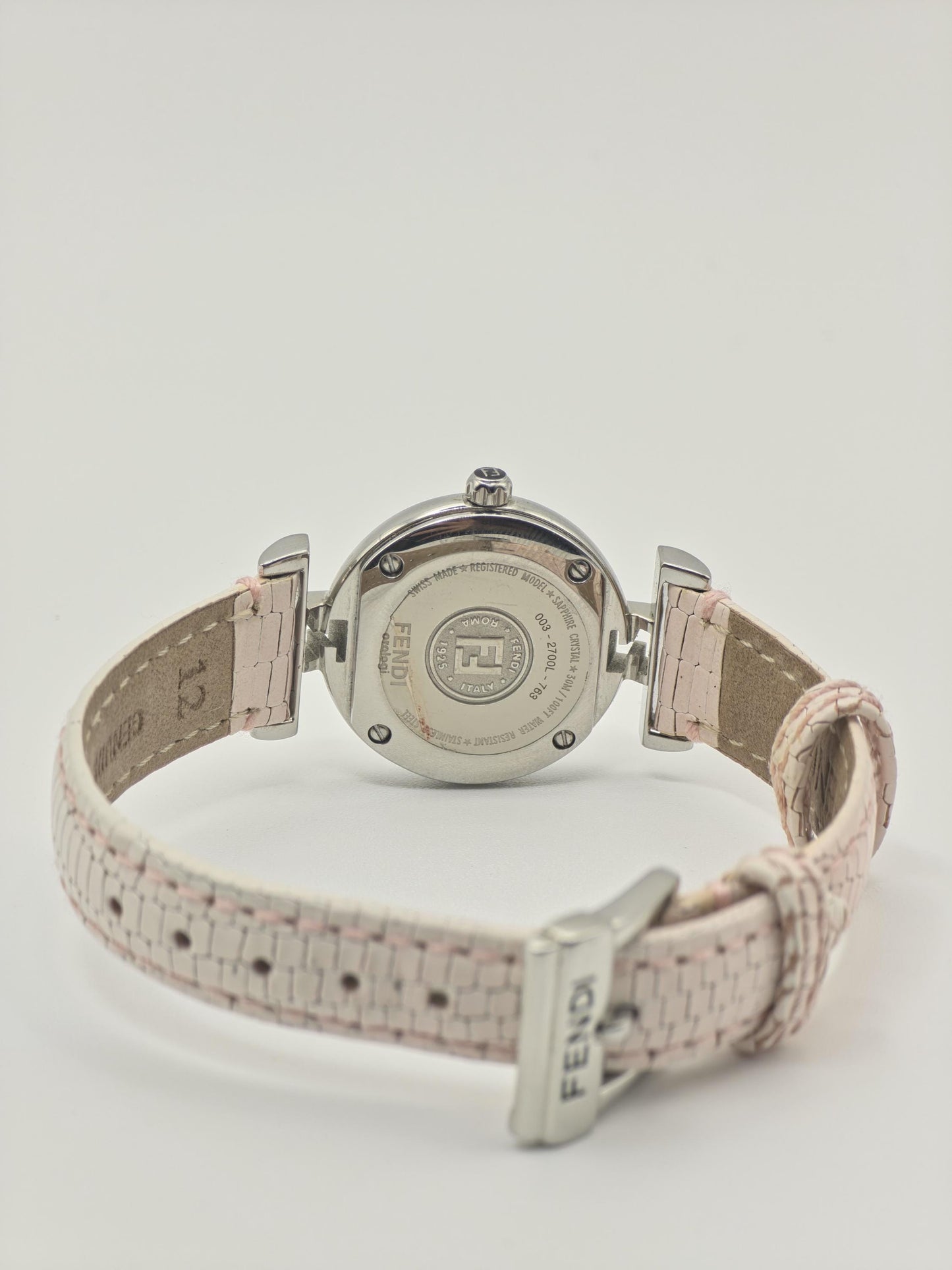 Fendi 003-2700L-763 Women Swiss Quartz Watch Pink Leather Strap Silver Dial Vintage Authentic | - 24