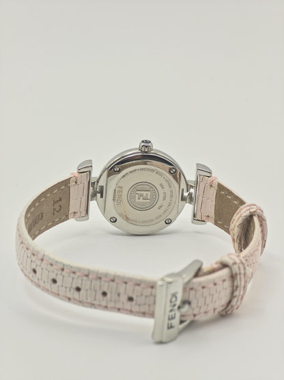 Fendi 003-2700L-763 Women Swiss Quartz Watch Pink Leather Strap Silver Dial Vintage Authentic | - 24