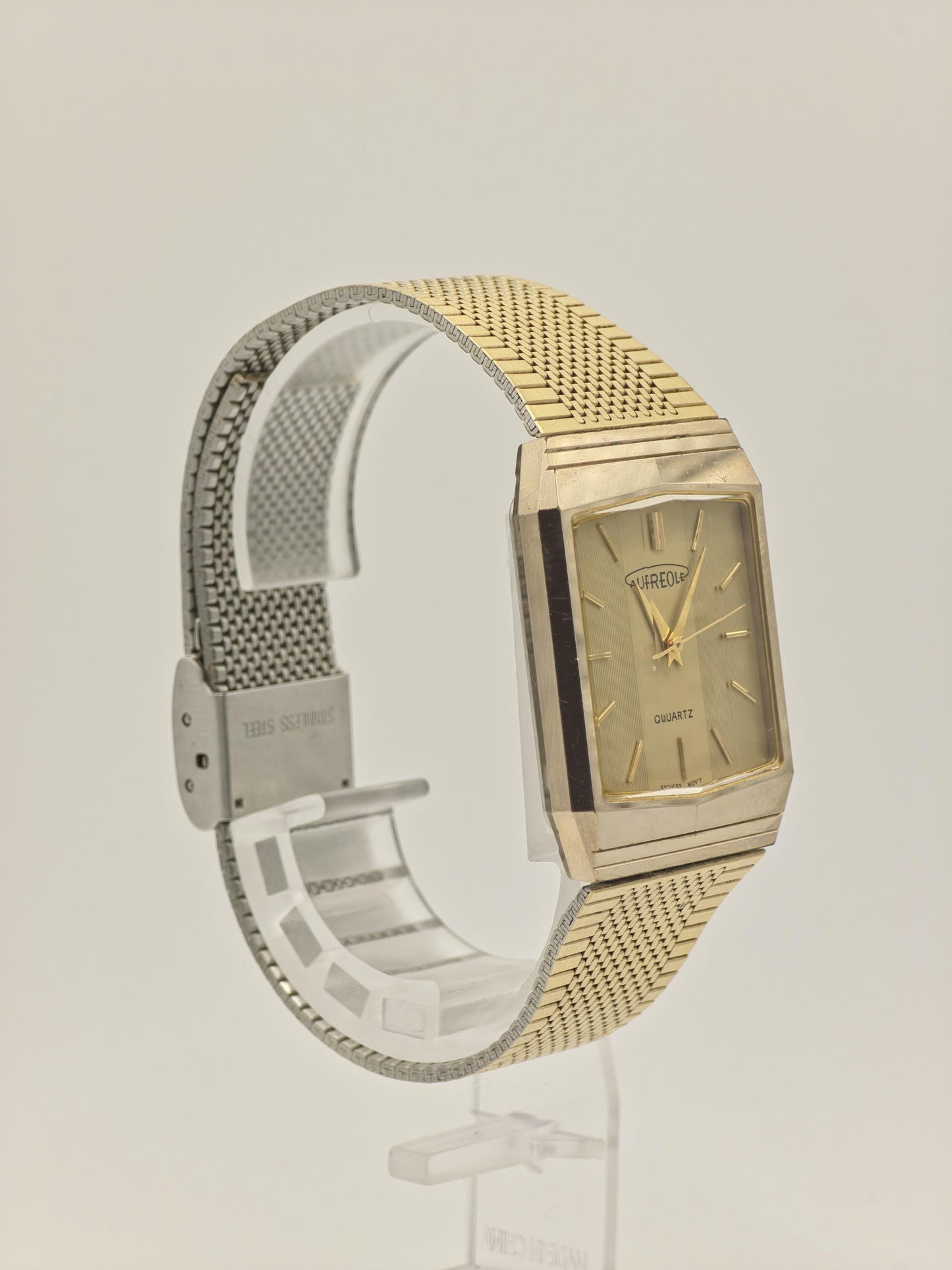 Vintage Aureole SW-E206 Quartz Men’s Watch Gold Tone Square Case Swiss Made Classic Dress Watch | - 27