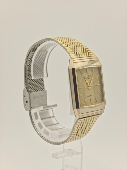 Vintage Aureole SW-E206 Quartz Men’s Watch Gold Tone Square Case Swiss Made Classic Dress Watch | - 27