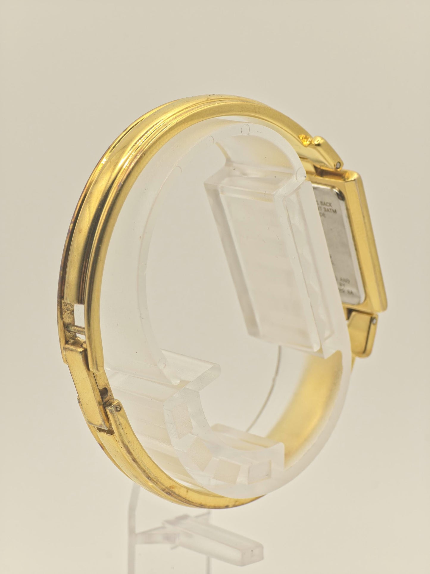 Givenchy Women Quartz Watch Gold Tone Bracelet Black Dial Diamonds | - 104