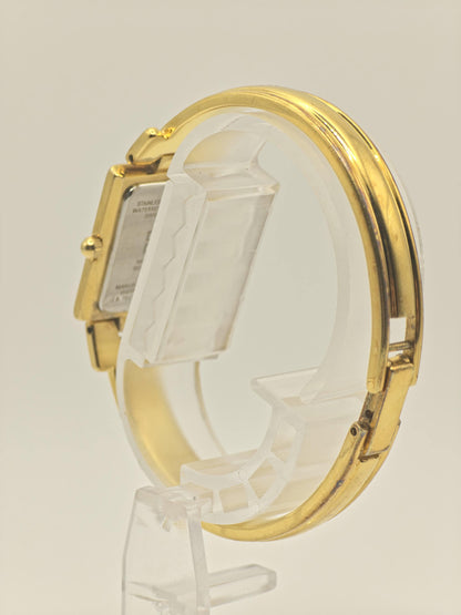 Givenchy Women Quartz Watch Gold Tone Bracelet Black Dial Diamonds | - 104