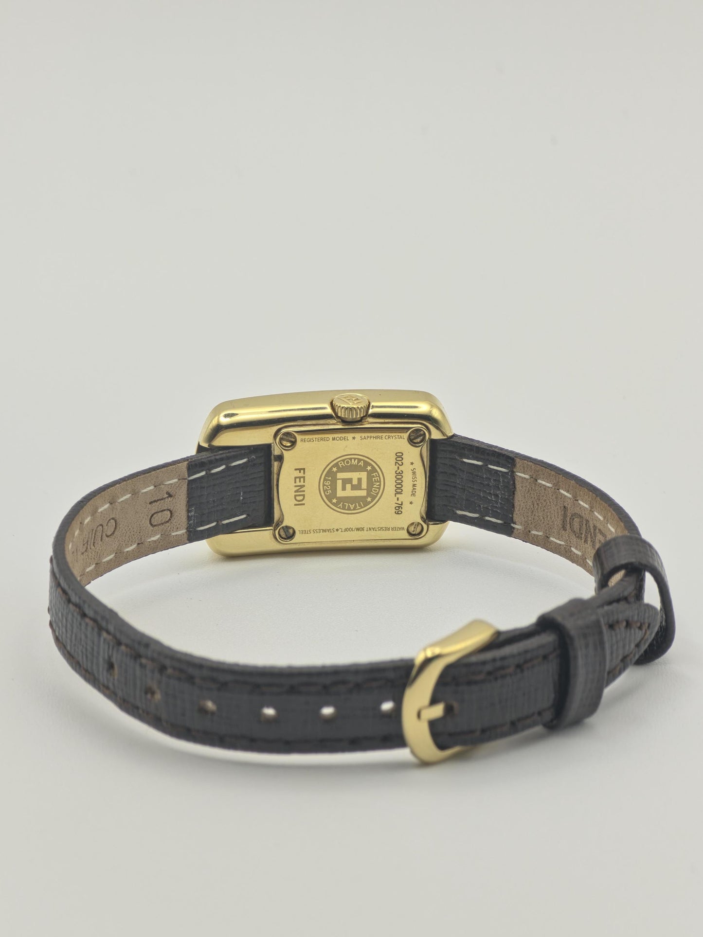 Fendi Women Quartz Watch Gold Tone Case Leather Strap Swiss Made | - 105