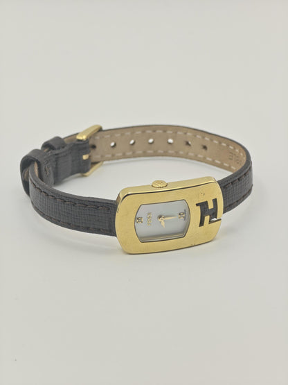 Fendi Women Quartz Watch Gold Tone Case Leather Strap Swiss Made | - 105
