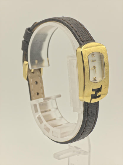 Fendi Women Quartz Watch Gold Tone Case Leather Strap Swiss Made | - 105